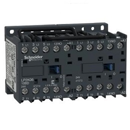 TeSys K reversing contactor, 3P, AC-3 440V 6 A, 1NO, 24V DC coil,screw clamp terminals